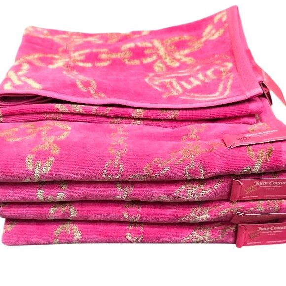 Juicy Couture Home Juicy Logo Heart Locket On Chains Bath & Hand Towel Set - Picture 2 of 10